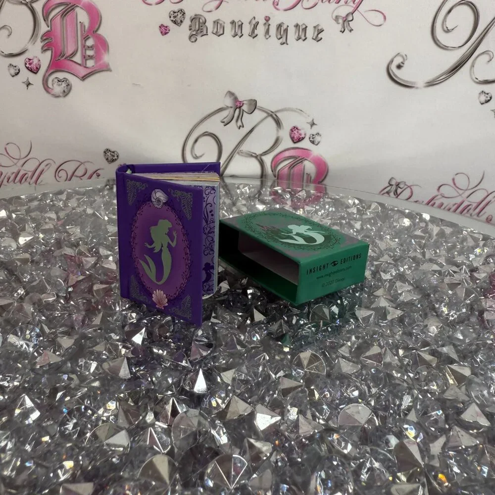 disney princess little mermaid purple green miniature book collectables mini